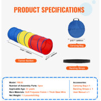 Capanna Per Bambini Da Interno Tenda Gioco Bambini VEVOR 3 In 1 Con Tunnel - Casetta Pop Up Interni/Esterni Multicolore, 3+ Anni Tenda Bambini