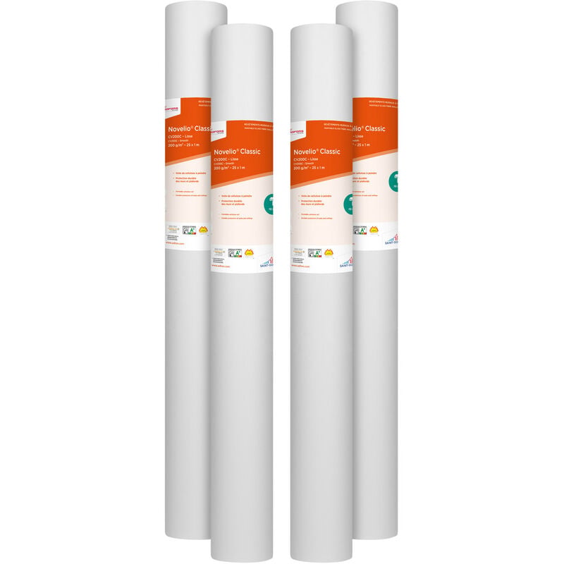 ADFORS Novelio® Classic - Lot de 4 rouleaux - voile de rénovation cellulose lisse prépeint 200 g/m² L.25 x l.1 m