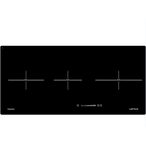 Airlux – Plaque induction 3 foyers 78cm 6700W – Booster et minuteur – Noir – Pour cuisson rapide et précise