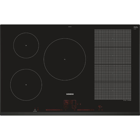 Siemens – Table induction 80 cm – 5 foyers flexInduction – Commande tactile dual lightSlider – PowerBoost sur chaque foyer