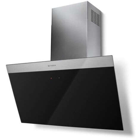 Faber – Hotte décorative inclinée 800mm inox/verre noir – Classe A – Double aspiration – Moteur EVO – 3 vitesses – 5816724