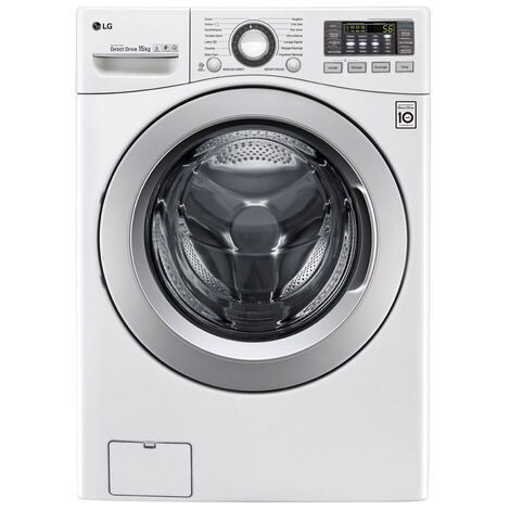 LG – Lave-linge hublot 15 kg – Classe énergétique E – Vitesse d'essorage 1100 tr/min – Niveau sonore 59 dB – Chargement frontal