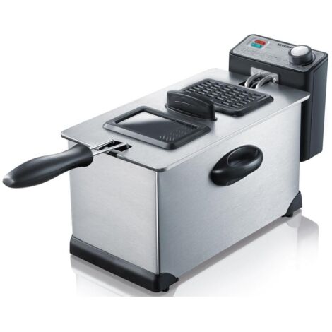 Severin – Friteuse électrique 3L 2000W – Thermostat réglable jusqu'à 190°C – Filtrage intégré – Cuve amovible et facile à nettoyer
