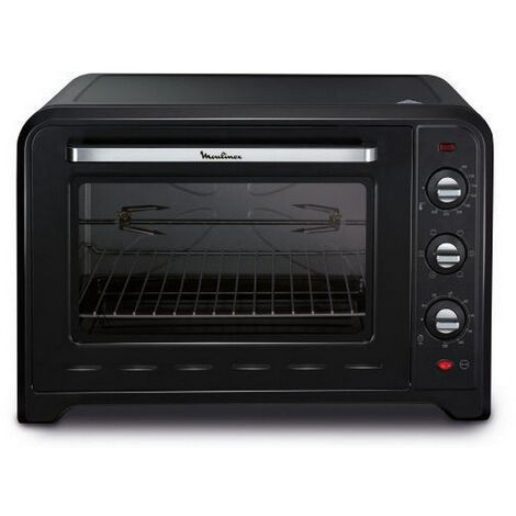 Moulinex – Mini four chaleur tournante 60L 2200W noir – 7 modes de cuisson dont tournebroche – Thermostat jusqu'à 240°C – Éclairage intérieur