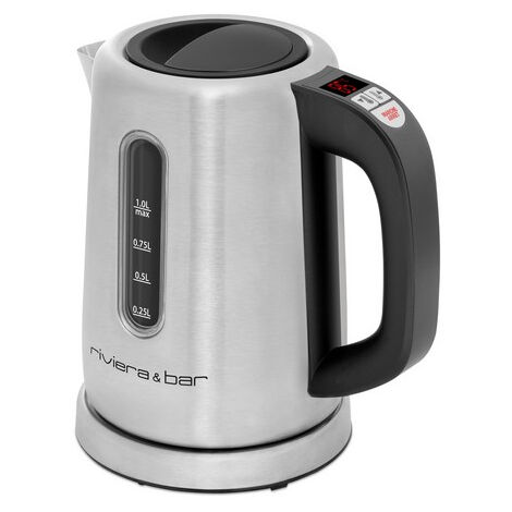 Bouilloire électrique 1 L température réglable 2000 W inox satiné – Maintien au chaud 30 min – Filtre inox – BBT350 – Riviera & Bar