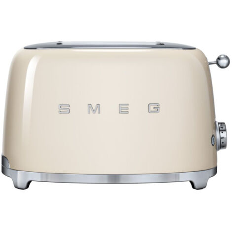 Smeg – Grille-pain crème 950 W – 2 fentes extra-large avec centrage automatique – 6 niveaux de brunissage – 3 fonctions : réchauffage, décongélation, bagel