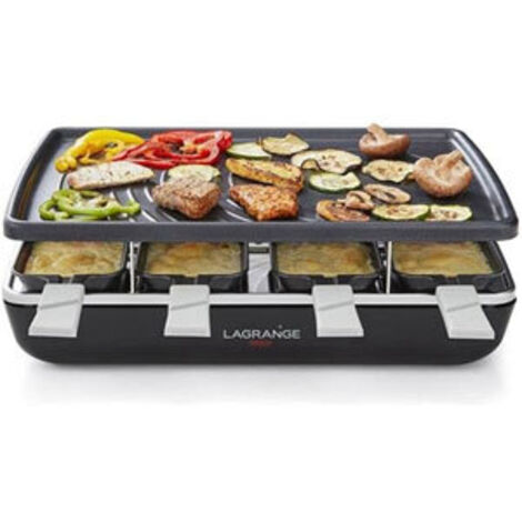 Appareil à raclette 8 personnes 1200W avec 8 poêlons antiadhésifs – Cordon amovible 2m – Résistance IPX4 – 179301 – Lagrange (1/10)