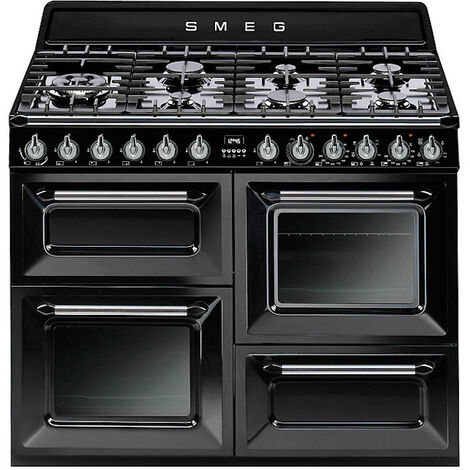 Smeg – Cuisinière grande largeur 1100mm – 7 zones de cuisson gaz – 8400W – Capacité 63L – Classe A – Modes conventionnel, grill, convection - TR4110BL1