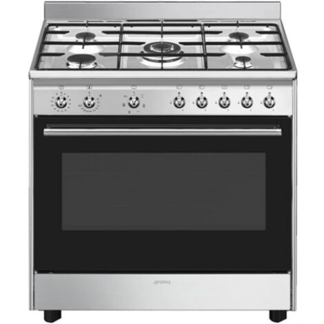 Smeg – Cuisinière gaz 4 foyers – Plaque gaz avec allumage électronique – Four électrique 70L – Convection et mode ECO – Classe A (1/2)
