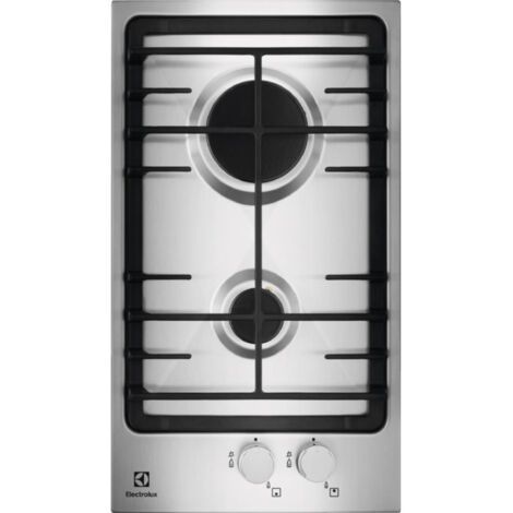 Table de cuisson à gaz encastrable Electrolux EGG3322NVX Deux grilles en fonte Acier inoxydable (1/2)
