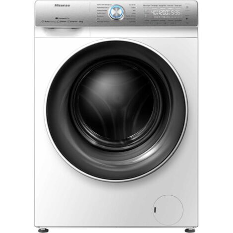 Hisense – Lave-linge frontal 10 kg – Classe A – Vitesse d'essorage 1400 trs/min – Niveau sonore 72 dB – Wi-Fi et autodosage – WFQR1014EVAJMW