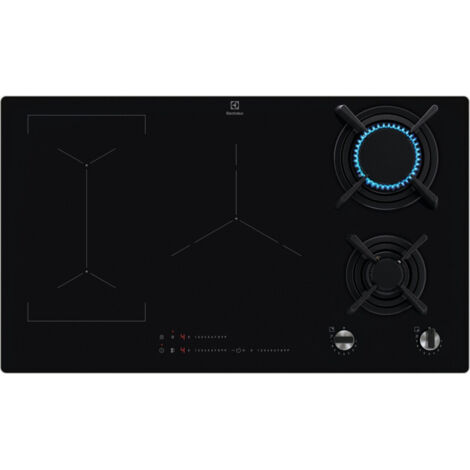 Electrolux – Plaque de cuisson mixte 90 cm – 5 foyers induction et gaz – Largeur 88 cm – Encastrable – Sécurité enfant et anti-surchauffe - KDI951723K