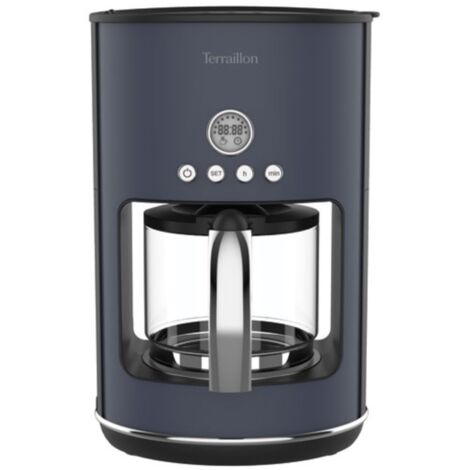 Cafetière à filtre 1080W – Capacité 1,25L pour 15 tasses – Système anti-goutte – Corps en métal bleu foncé – Terraillon