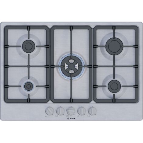 Table de cuisson a gaz - BOSCH Série 4 - 5 foyers - 52 x 75 x 4,5 cm - PGQ7B5K90 - Inox