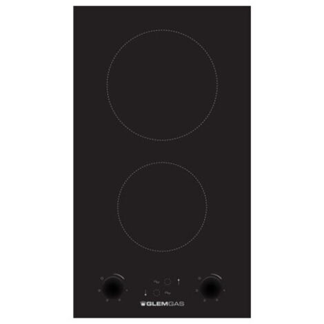 Glemgas – Plaque vitrocéramique 29cm 3000W – 2 foyers ronds – Commandes manettes – Surface facile à nettoyer
