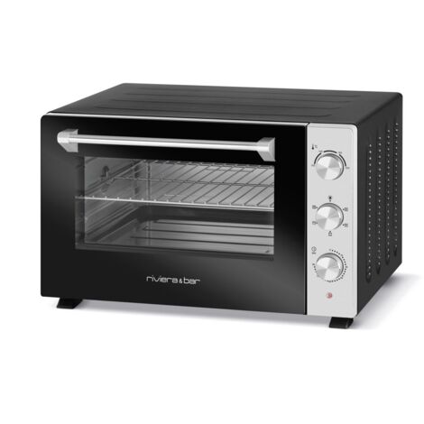 Mini four chaleur tournante 30L 1500W noir/inox – 5 modes de cuisson – Thermostat 100-230°C – Compatible moules jusqu'à 30 cm – QFR300 – Riviera & Bar