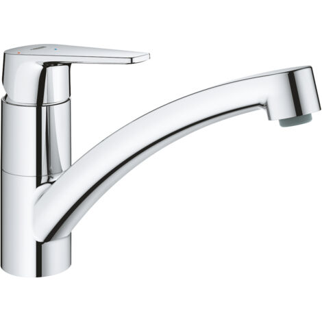 Grohe – Mitigeur de cuisine monocommande tournant chromé – Hauteur sous bec 141mm – Débit 9,5 l/min – Installation rapide QuickFix Plus (1/6)
