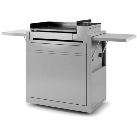 Forge Adour – Chariot à plancha inox avec 2 tablettes rabattables – 4 roues pivotantes dont 2 avec freins – Compatible plancha Premium 60 – CHPIF60