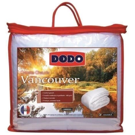 Dodo – Couette chaude 240x260 cm 400gr/m² – Enveloppe 80% polyester 20% coton – Garnissage 100% polyester – Fabrication française (1/6)