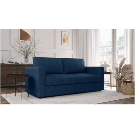 Canapé 3 places - Delta - Tissu Bleu - Convertible semi-express - 190 x 92 x 90 cm (1/5)