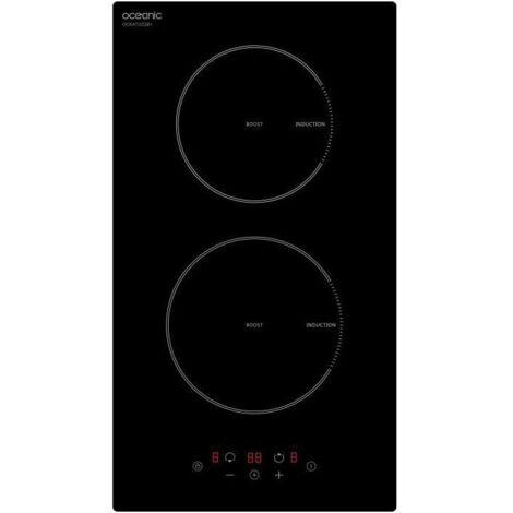 Oceanic – Plaque induction encastrable 2 foyers 3500W – Surface en verre – 9 niveaux de puissance – Minuterie programmable (1/5)