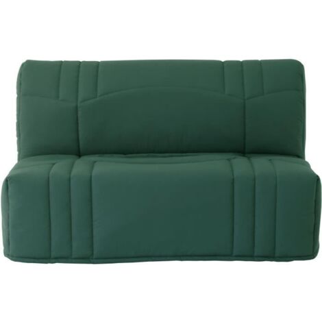 Banquette BZ DREAM - Tissu 100% Coton vert foret - Couchage 140x190 cm - Confort moelleux (1/4)
