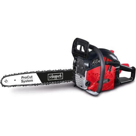 Scheppach Tronçonneuse Thermique CSH46 - Moteur 2T de 46cm3 - Chaîne et guide Procut 46cm - Lubrification automatique de la chaîne - Frein de chaîne intégré - Anti-vibrations & Légère 5910109905