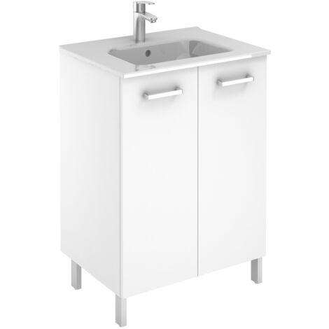 Meuble 2 portes Ancoflash Color avec plan céramique - Anconetti - Blanc - 60cm (1/3)