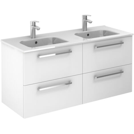 Meuble 4 tiroirs Ancoflash Color 2 avec plan céramique - Anconetti - Blanc - 120cm (1/2)