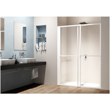 Porte de douche 2 volets coulissants et pivotants Ancomalin - Anconetti - Profilé blanc brillant (1/4)