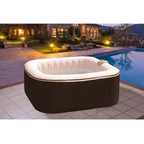 Spa gonflable SUNSPA - AC01-LED - 157 x 67 cm - 4 places - Carré (Livé avec filtre, cadenas, tapis de sol et couverture) (1/4)