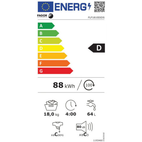 Lave-linge frontal 70cm 18kg 1000 tours/min gris - Fagor - FLF1810DIDS (1/5)