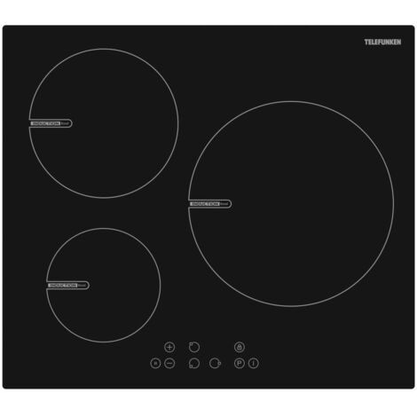 Telefunken – Plaque à induction 3 foyers 59 cm – Puissance 7300 W – Booster – Plaque avec hotte intégrée (1/3)