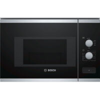 Bosch – Micro-ondes encastrable 20L 800W – 5 niveaux de puissance – Écran intégré – Noir acier inoxydable
