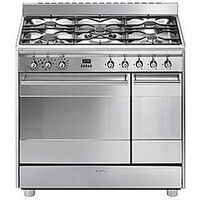 Smeg – Cuisinière mixte gaz 5 foyers – Four électrique 79L avec nettoyage vapeur – Capacité 2 fours – SCB92MX8