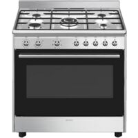 Smeg – Cuisinière gaz 4 foyers – Plaque gaz avec allumage électronique – Four électrique 70L – Convection et mode ECO – Classe A
