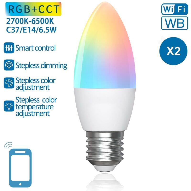 Ampoule LED connectée E27 tint G95 5,5W 1800K-6500K dimmable blanc et  multicolore