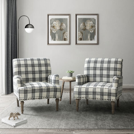 Black plaid deals accent chair