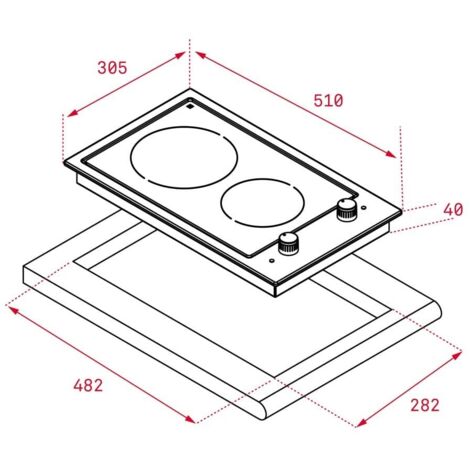Placa de cocción eléctrica TEKA EFX 30.1 2H – 2 zonas de cocción – Dimensiones 30,5 x 51 x 4,5 cm – Potencia 1200W (1/2)
