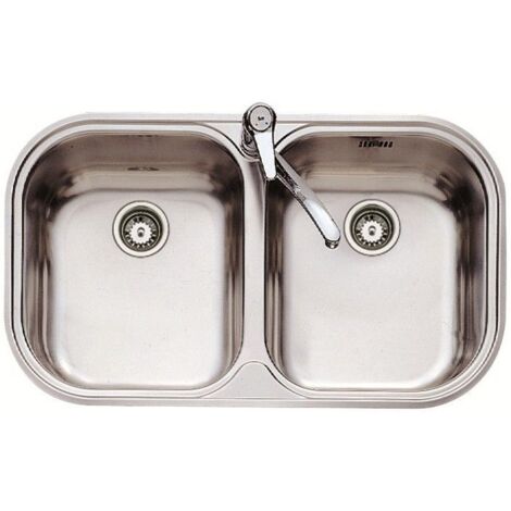 Fregadero Sobre encimera Acero inoxidable Rectangular 2 Senos TEK