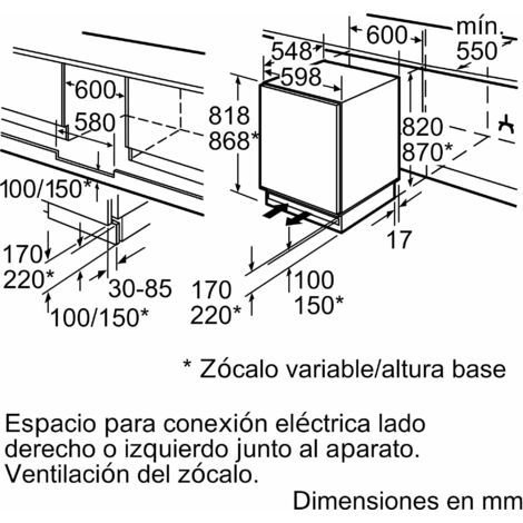 Balay 3KUE037S - Frigorifico Una Puerta Integrable E Alto 82 Cm Ancho 60 Cm