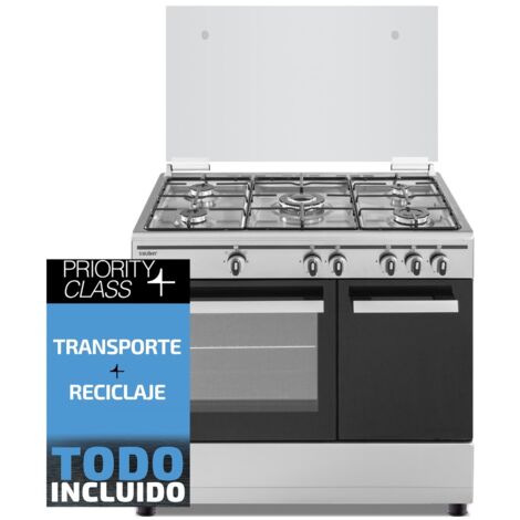 Sauber SCI5GB - Cocina De Gas 5 Zonas Coccion Con Portabombonas Inox