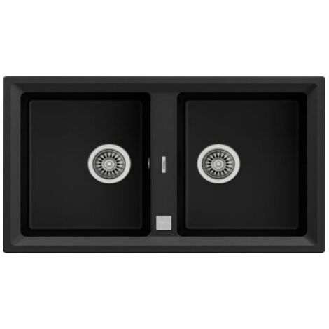Teka STONE 90 B-TG 2C V.AUTO NEGRO - Fregadero De Cocina Sintetico 90 Cm 2 Cubetas 0 Escurridores