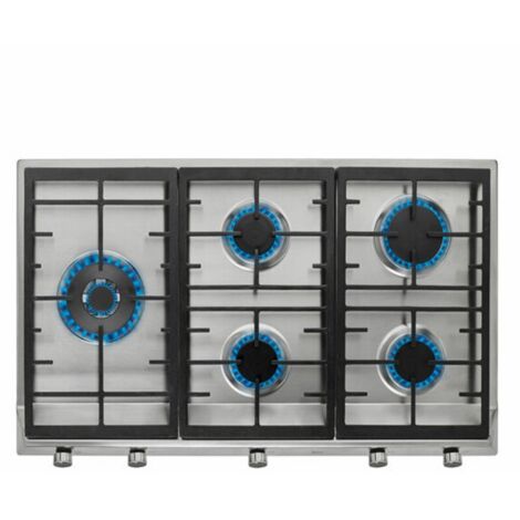 Teka EX 90.1 5G AI AL DR LEFT CI BTN SS INOX - Encimera De Gas 5 Zonas Coccion Ancho 86 Cm