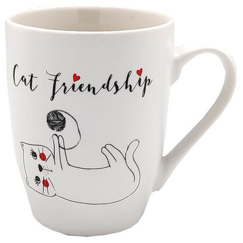 Mug En Porcelaine Kiub – Chat Et Plantes – Tasse Originale, Couleur Beige