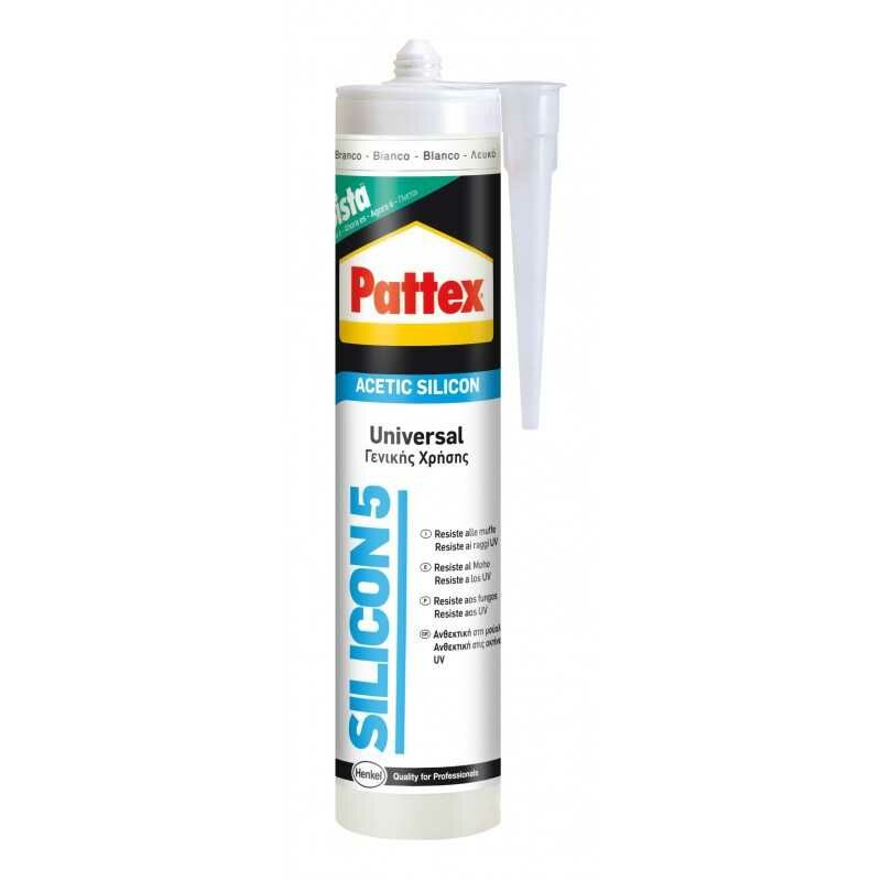 Mastic silicone transparent pattex 5 pièces