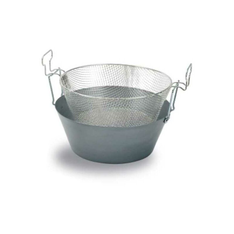 Friteuse 26cm Acier Tous Feux Avec Couvercle Et Panier SANS MARQUE