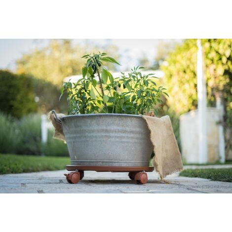 Chariot Circulaire Porte-Plantes 40 Cm Tecnokit - Réglable, 4 Roues Avec Frein, Charge 90 Kg, Acier Robuste - Idéal Intérieur/Extérieur