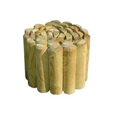 Clôture en bois modèle Rosa – Pin imprégné autoclave – Demi-pieux Ø 5cm – Tête biseautée h 20cm – Dimension déployée 180cm – Blinky