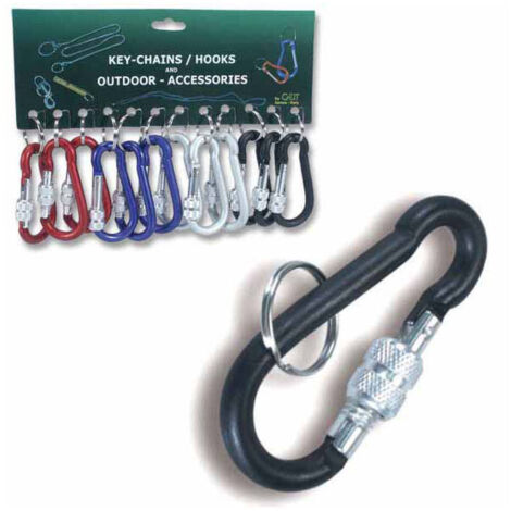 Lot 4 Mousquetons Tressés Paracorde – Porte-clés Avec Anneau D, Nylon/métal – Rouge, Bleu, Vert, Noir